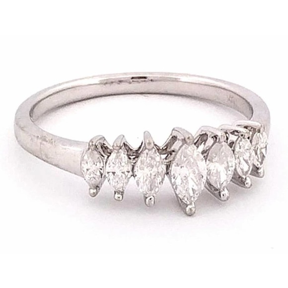 10K Diamond Marquise-Cut Anniversary Band REAL DIAMONDS size6,7,8 - Picture 10 of 12